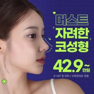 머스트 자려한 코성형 42.9~만원 ※ VAT 및 마취 / 사후관리비 포함